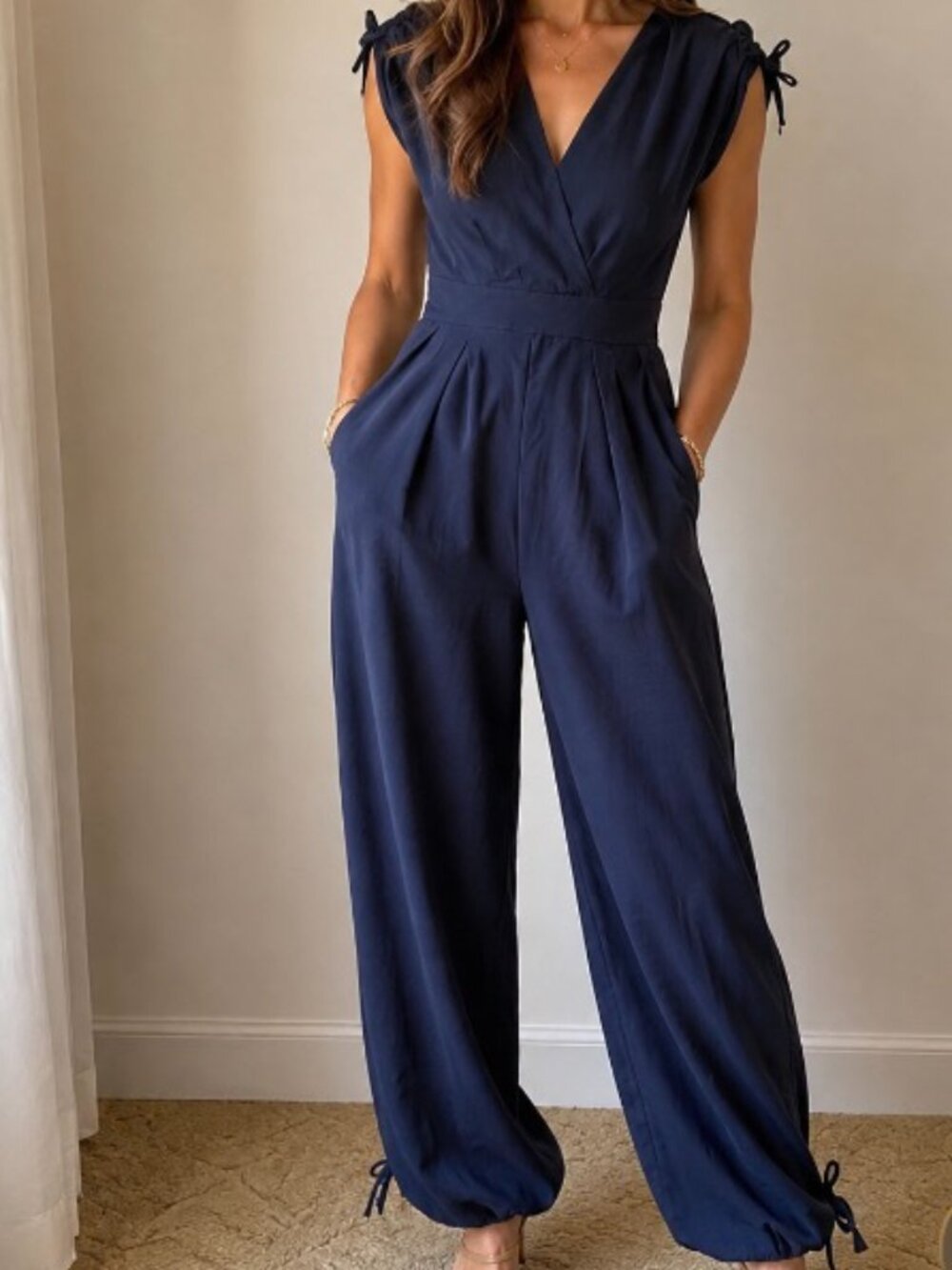 Chelsea 28 Navy Blue Wide-LegJumpsuit Size 6